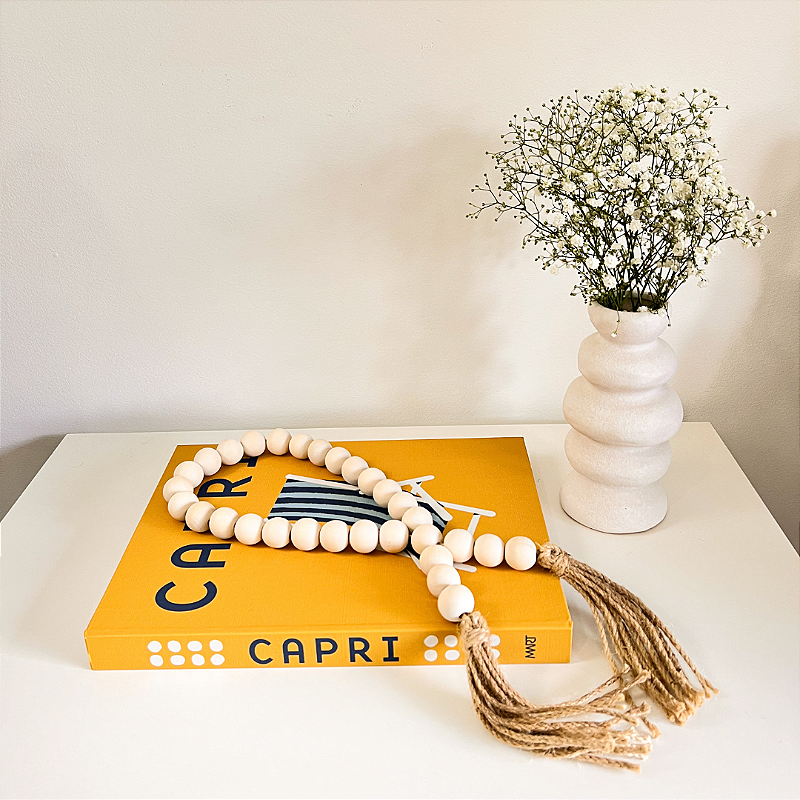 Colar Decorativo Lia em Madeira Bege