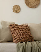 Capa de Almofada Artesanal Corda Marrom 40x40