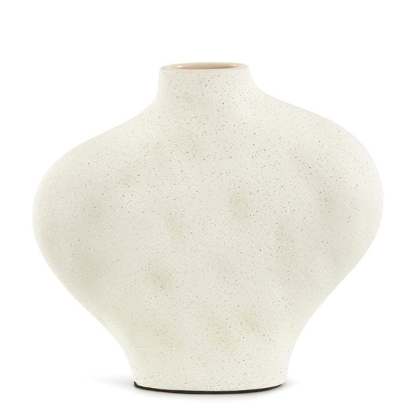 Vaso Santorini em Cerâmica Off White P