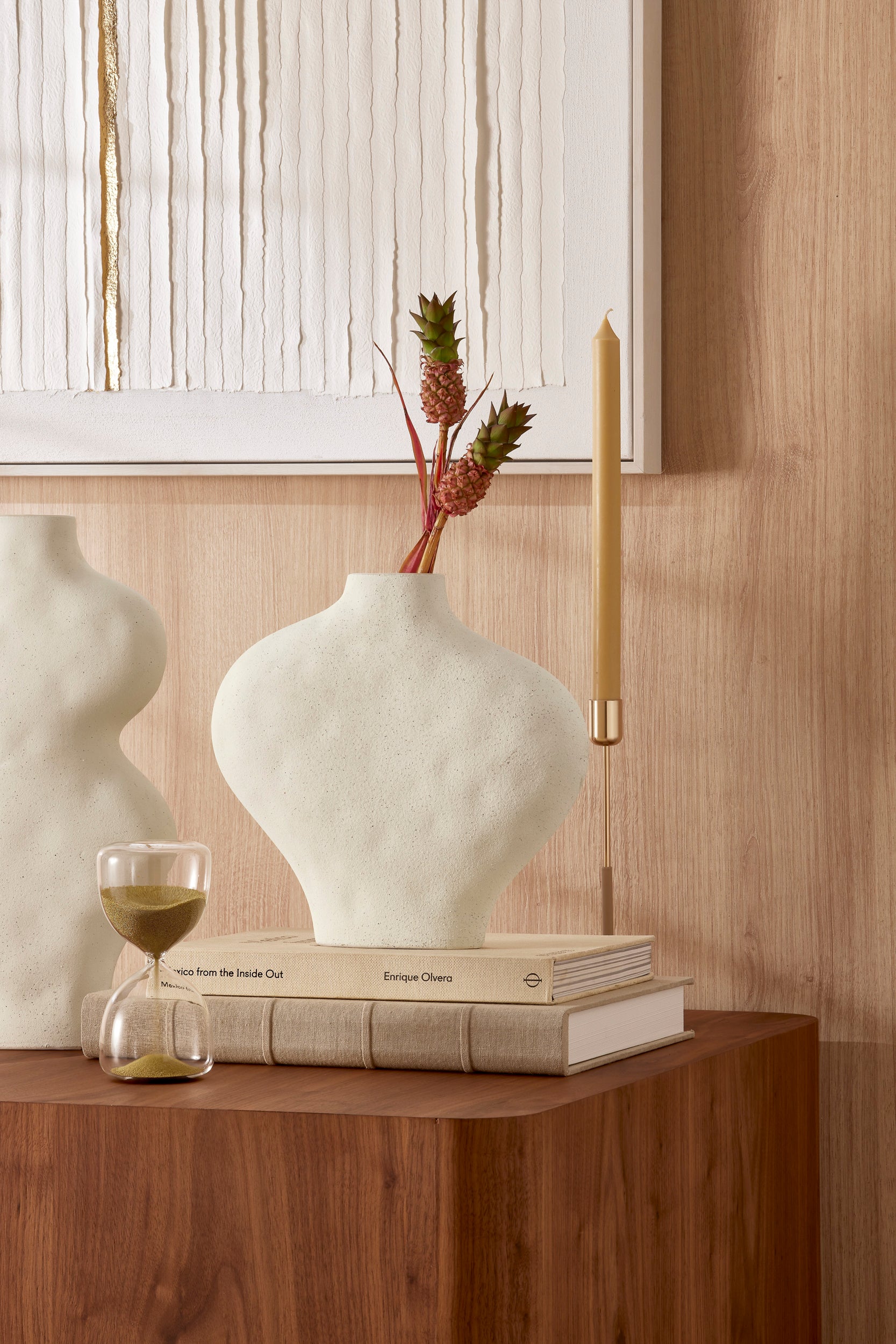 Vaso Santorini em Cerâmica Off White P