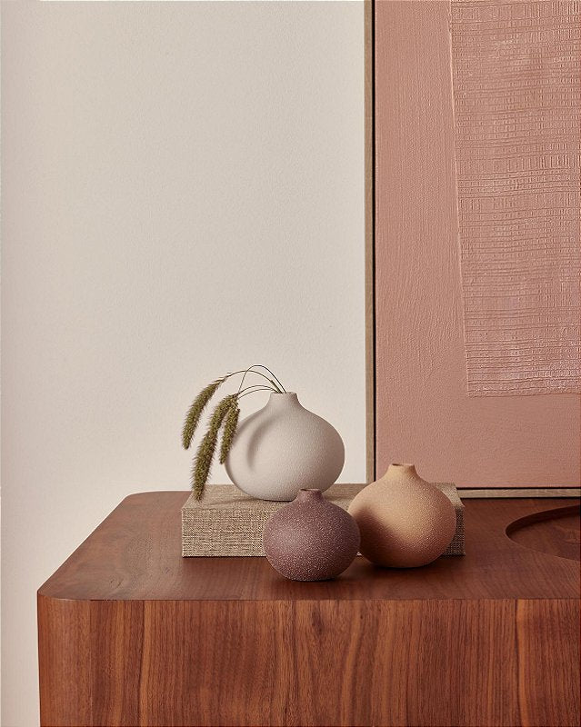 Trio Mini Vasos Bela em Cerâmica Multicolor