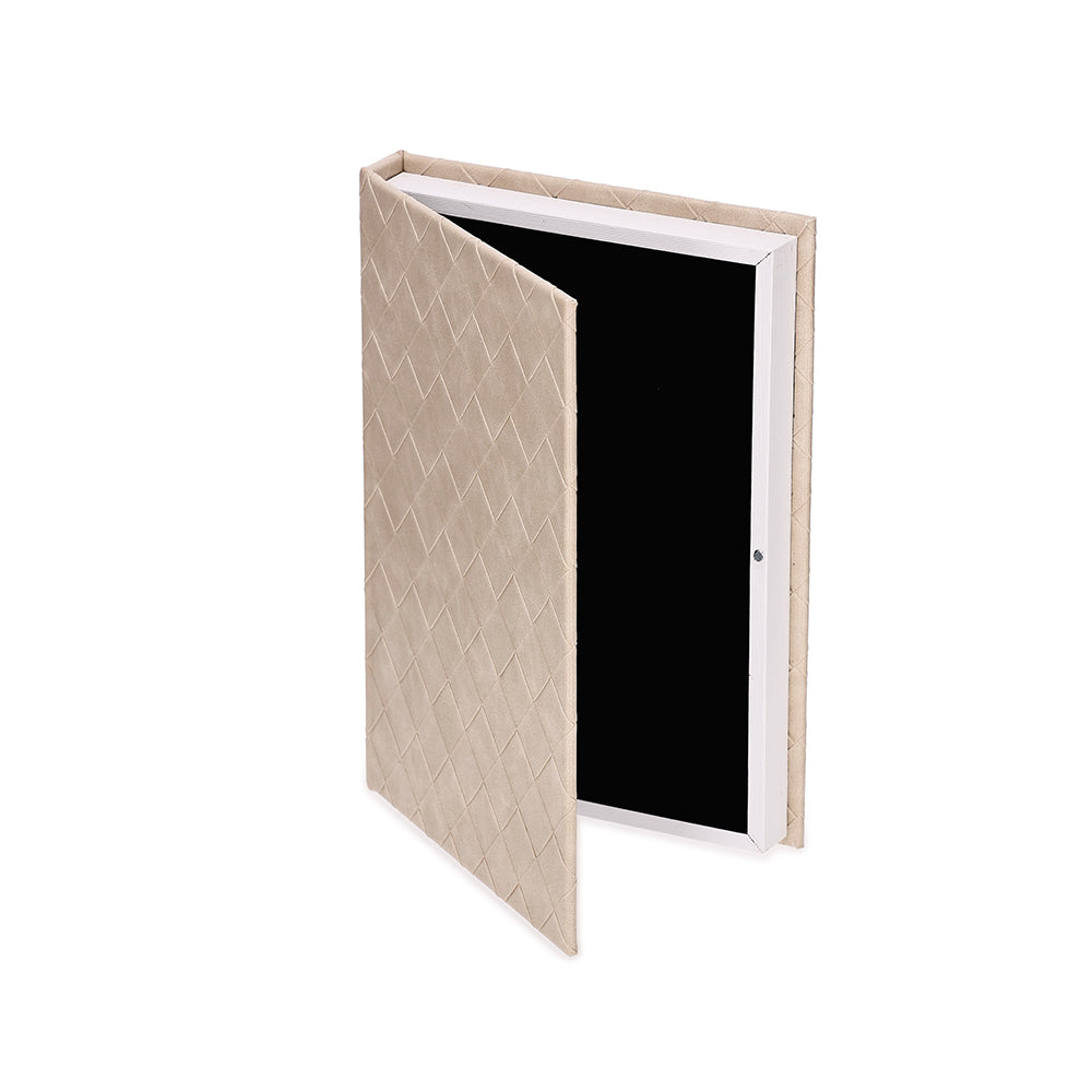 Caixa Livro Com Revestimento em PU Bege