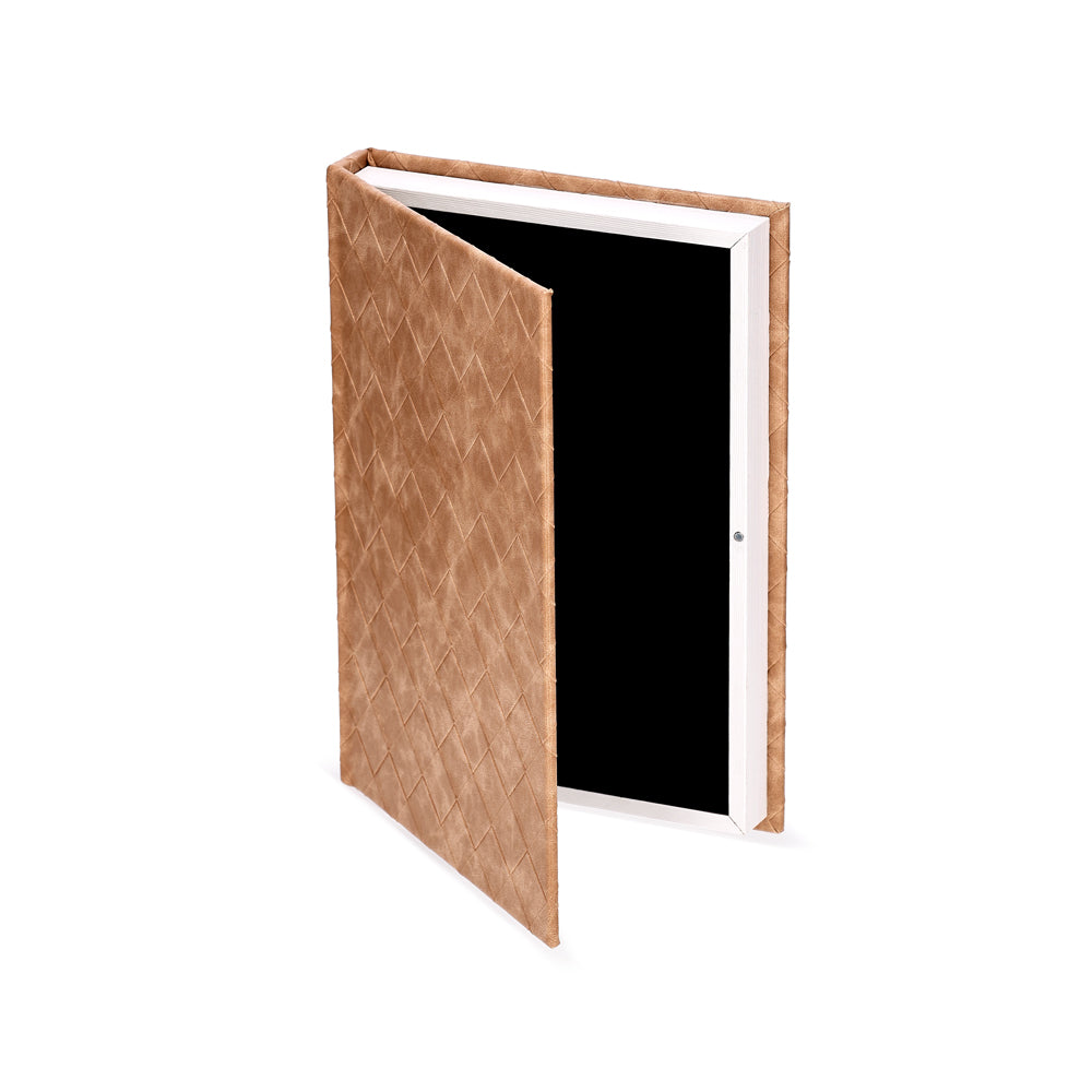 Caixa Livro com Revestimento em PU Marrom