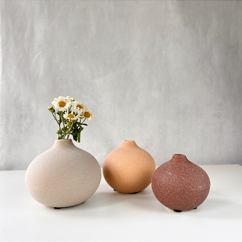 Trio Mini Vasos Bela em Cerâmica Multicolor