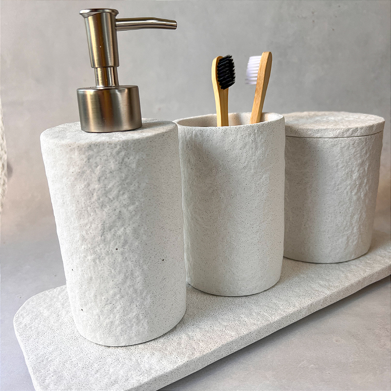 Kit Banheiro Arraial Branco em Cimento