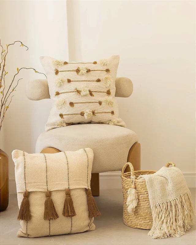 Cesto de Palha Pingente Macramê 25x25cm