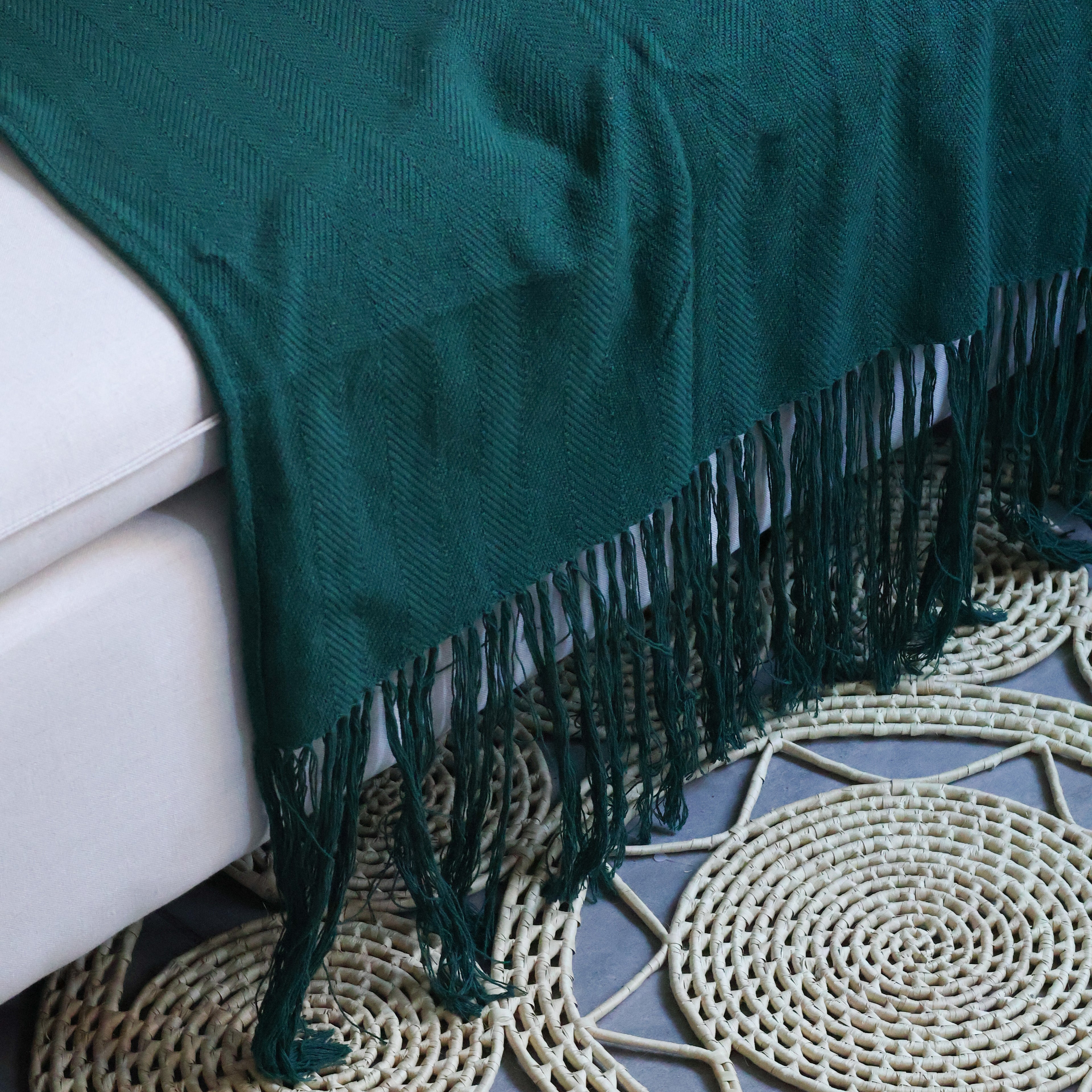 Manta Decorativa Artesanal Verde 1,60x1,60 Brisa Do Sertão