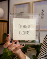 Quadro Acrílico Colhemos Escolhas Bordado à Mão