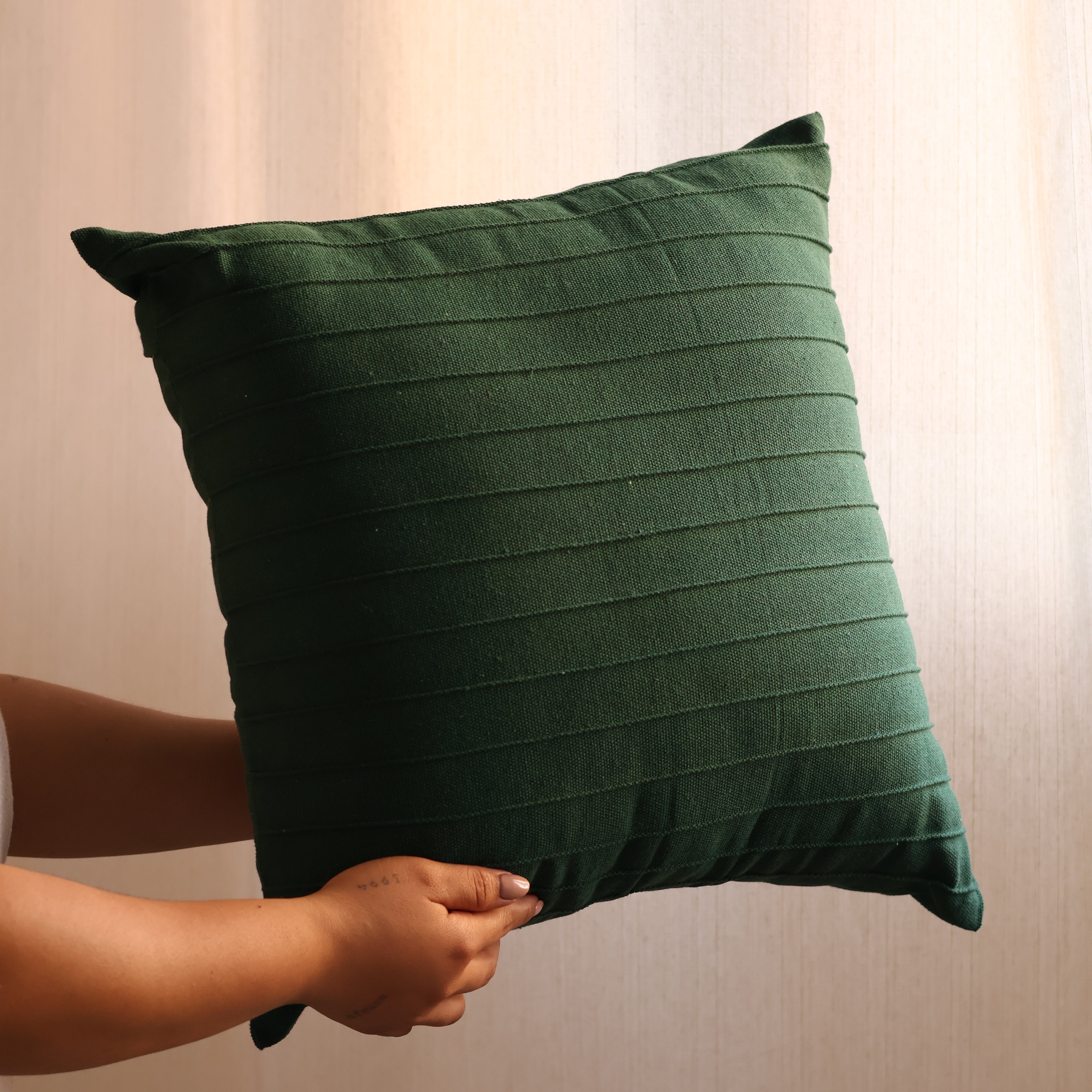 Capa de Almofada Drapeada Verde  50x50