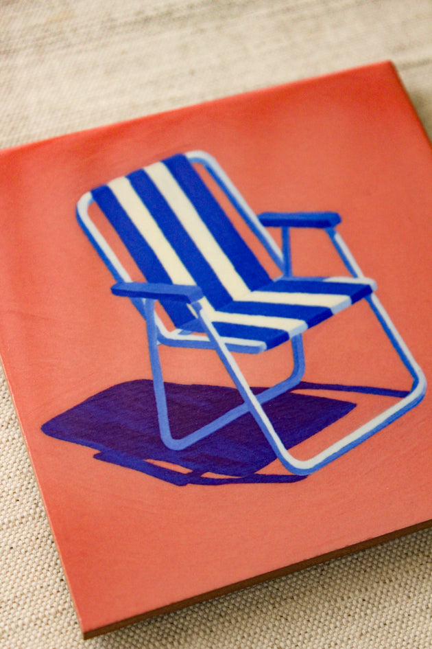Mini Azulejo Decorativo Cadeira de Praia 10x10