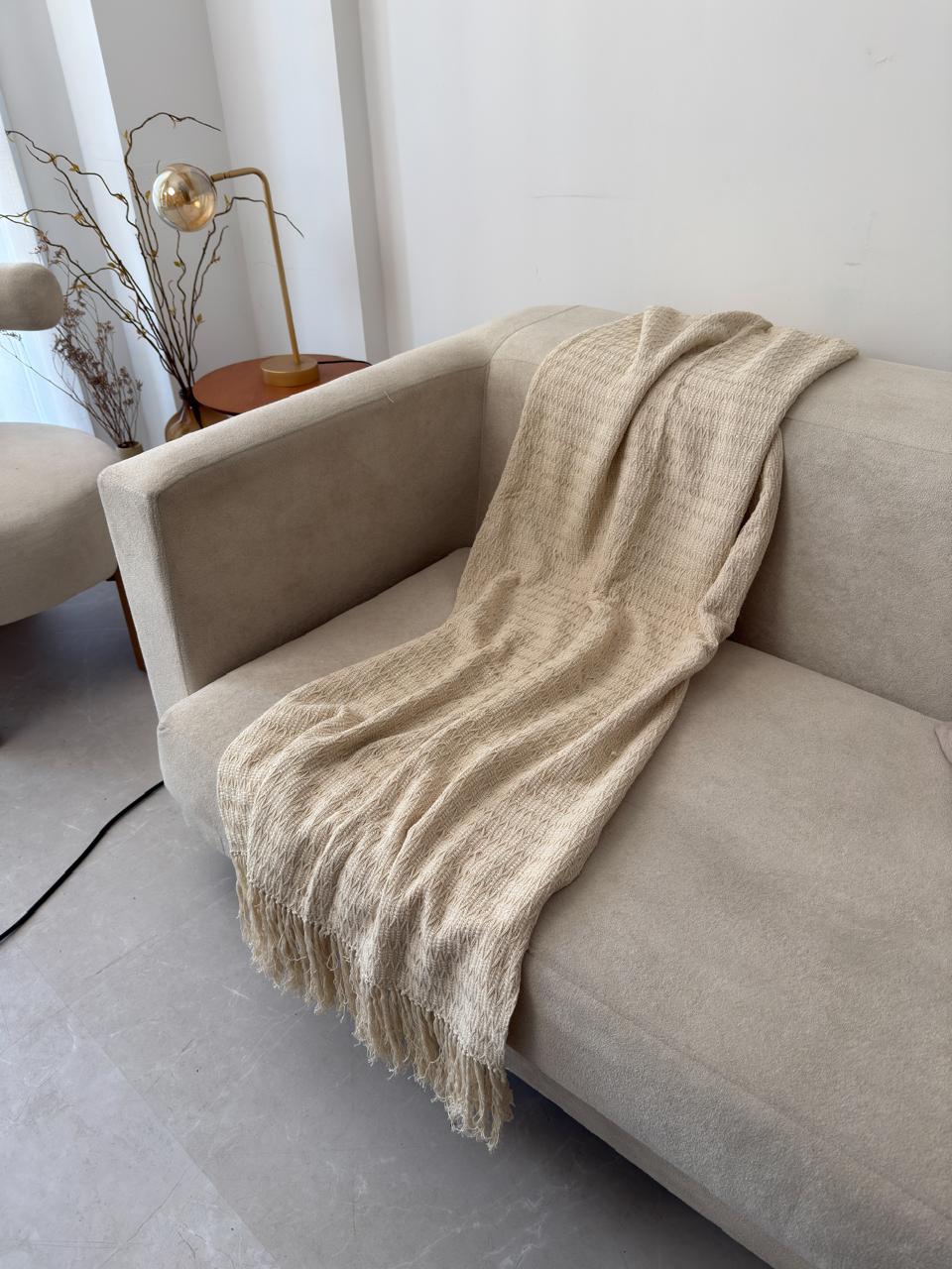 Manta Decorativa Artesanal Tulum Cru 1,20 x 1,70