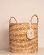 Cesto de Palha Pingente Macramê 25x25cm