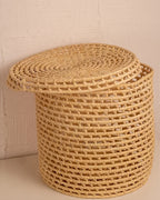 Cesto com Tampa em Palha de Carnaúba Trama Aberta