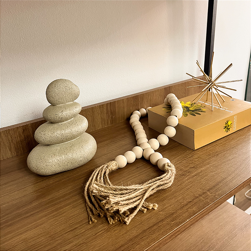 Colar Decorativo Lia em Madeira Bege