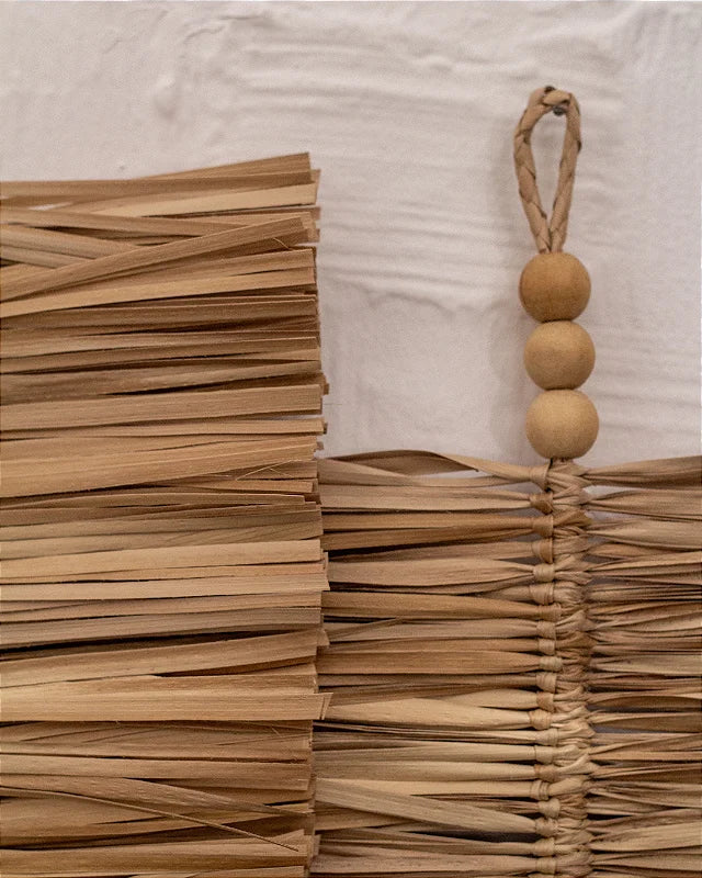 Duo Folhas Decorativas Palha Artesanal