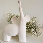 Escultura Elefante Borneo em Cerâmica Off White Grande