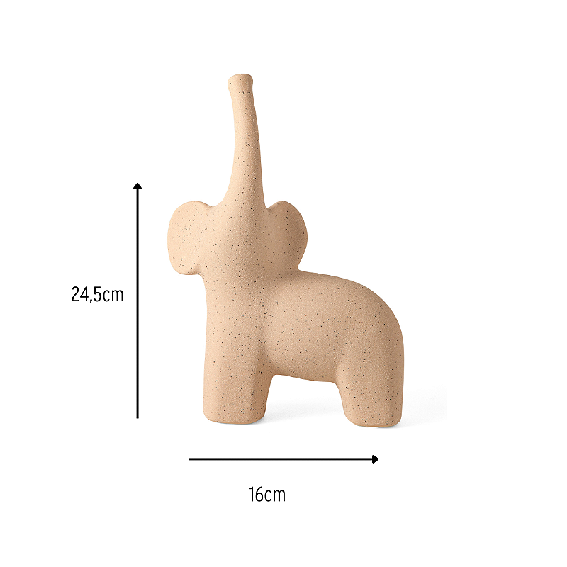Escultura Elefante Borneo em Cerâmica Rosé Pequeno