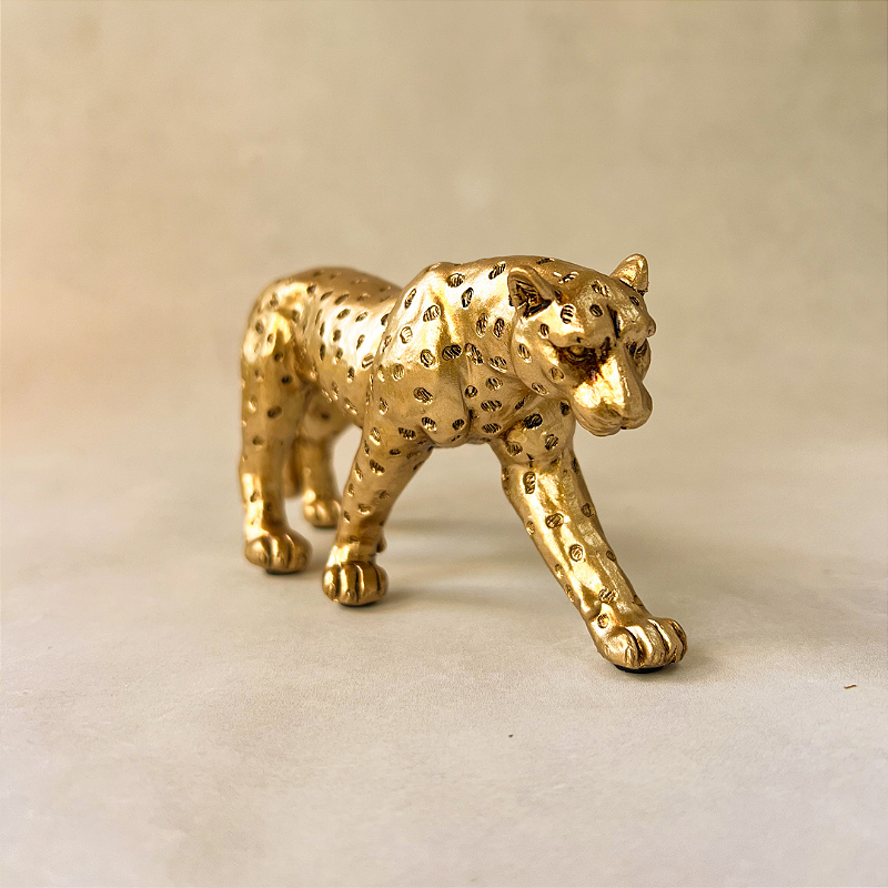 Escultura Leopardo Dourado