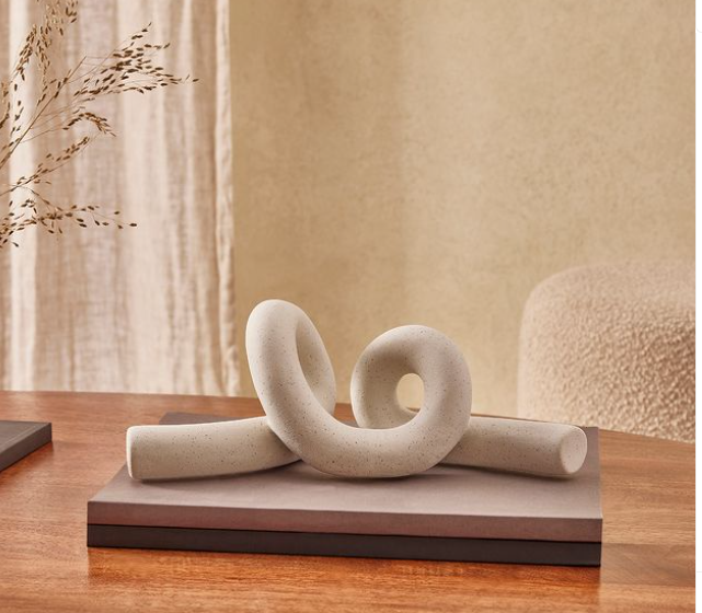 Escultura Orgânica Elo em Cerâmica Off White