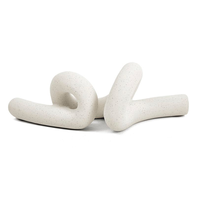 Escultura Orgânica Elo em Cerâmica Off White