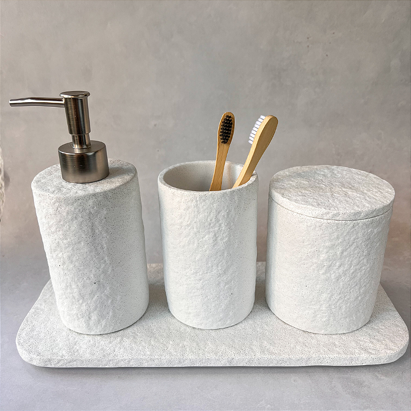 Kit Banheiro Arraial Branco em Cimento