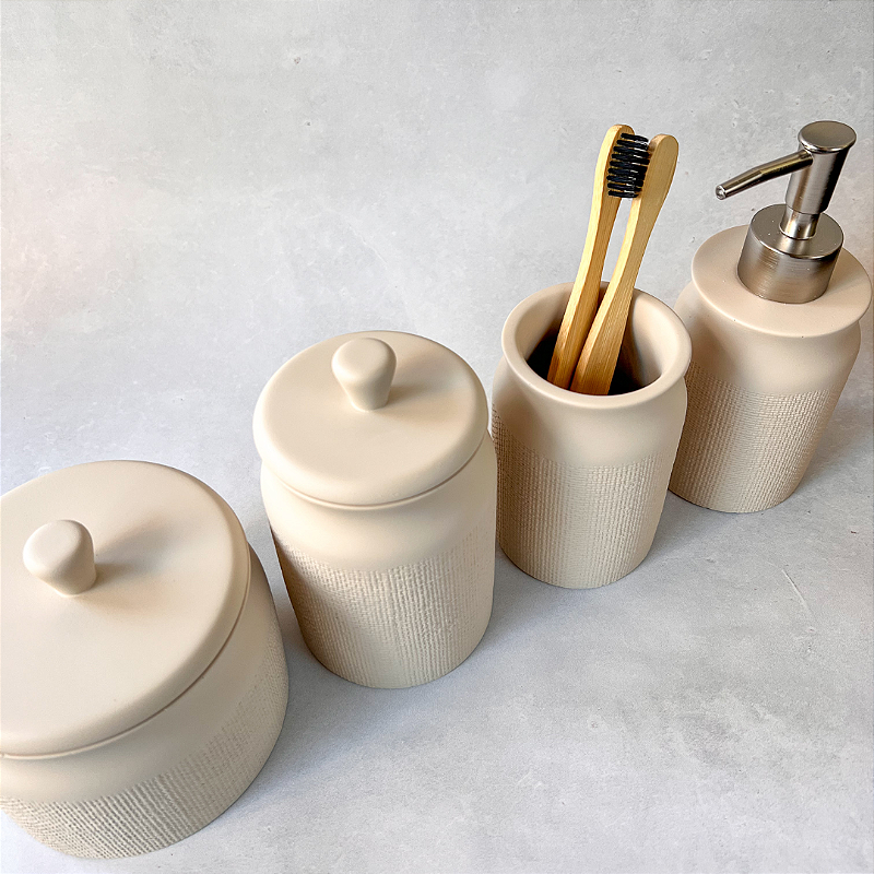 Kit Banheiro Sienna Bege em Cimento