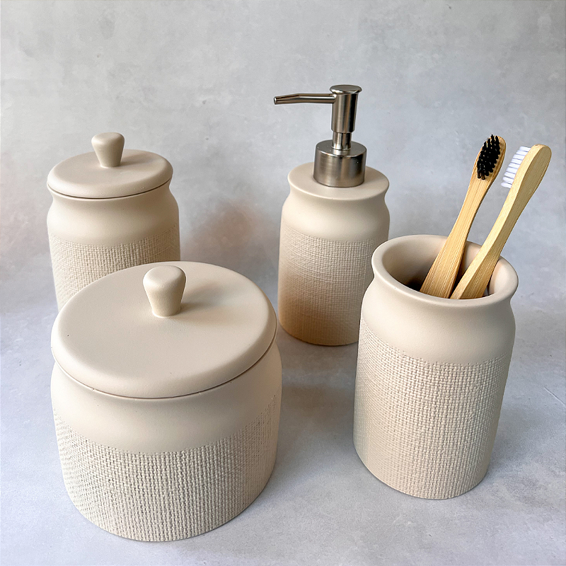 Kit Banheiro Sienna Bege em Cimento