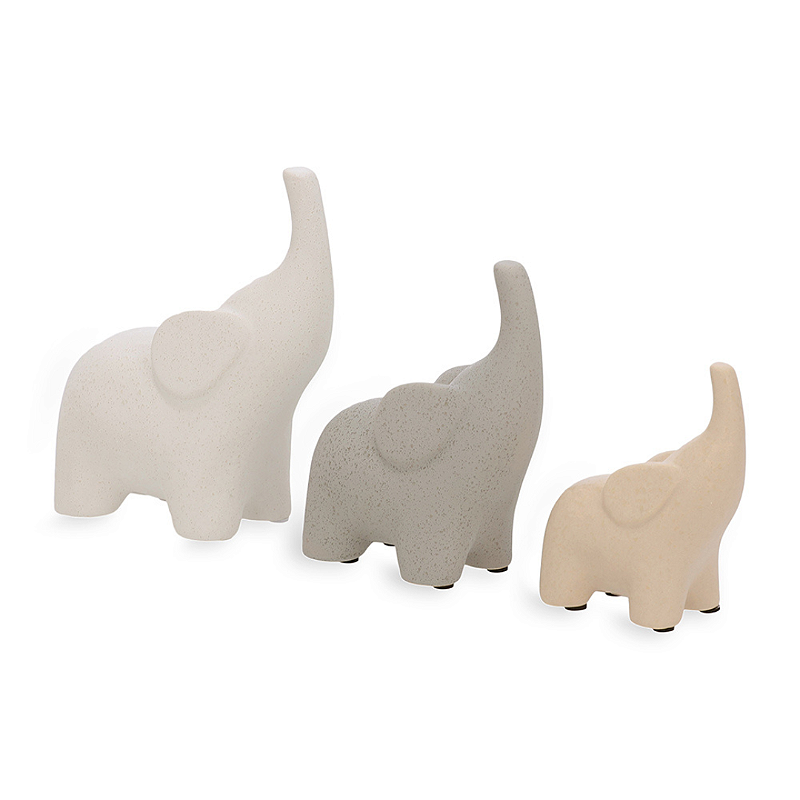 Trio Mini Elefantes Nellie em Cerâmica