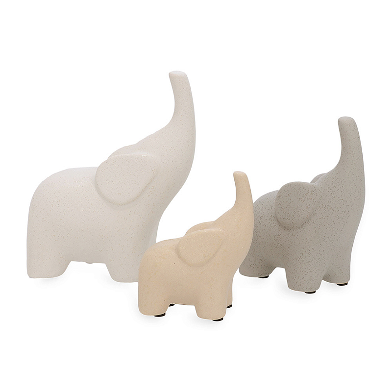 Trio Mini Elefantes Nellie em Cerâmica