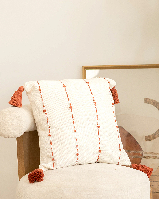 Capa de Almofada Artesanal Malva Terracota