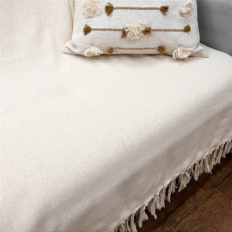 Manta Decorativa Artesanal Prado Cru 1,40 x 2,40