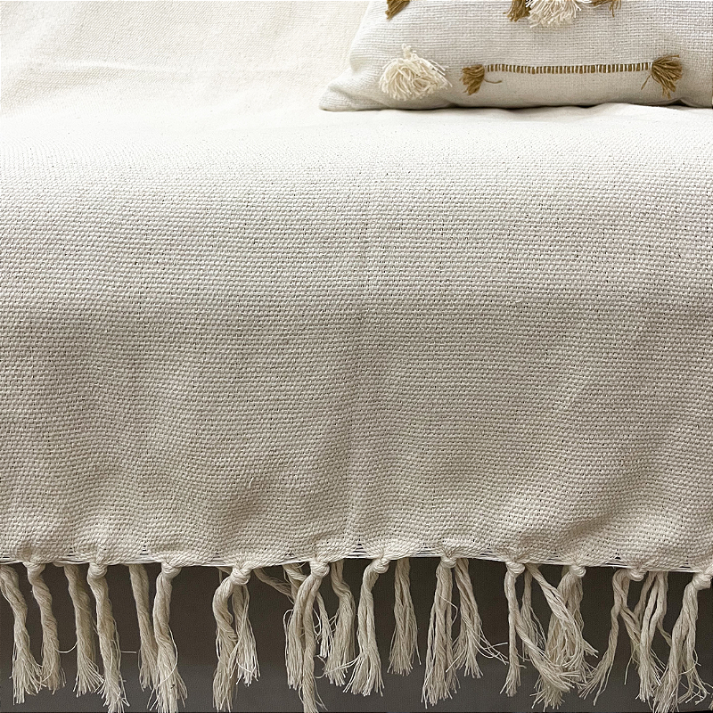 Manta Decorativa Artesanal Prado Cru 1,40 x 2,40