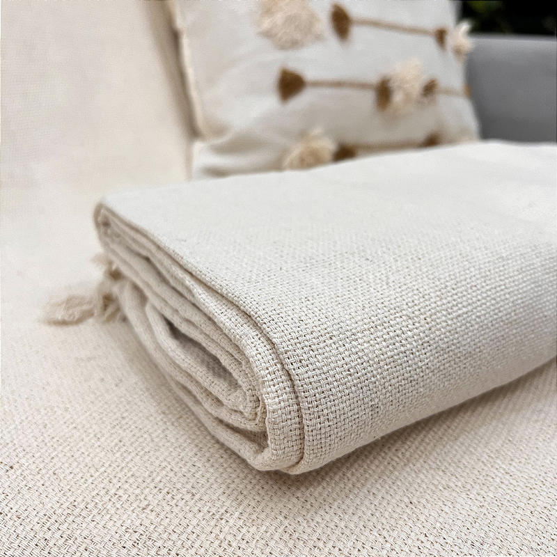 Manta Decorativa Artesanal Prado Cru 1,40 x 2,40