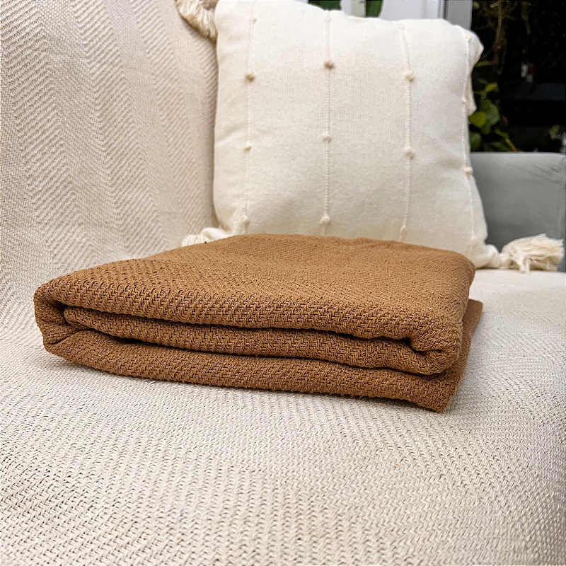 Manta Decorativa Artesanal Frade Marrom 1,20 x 1,80