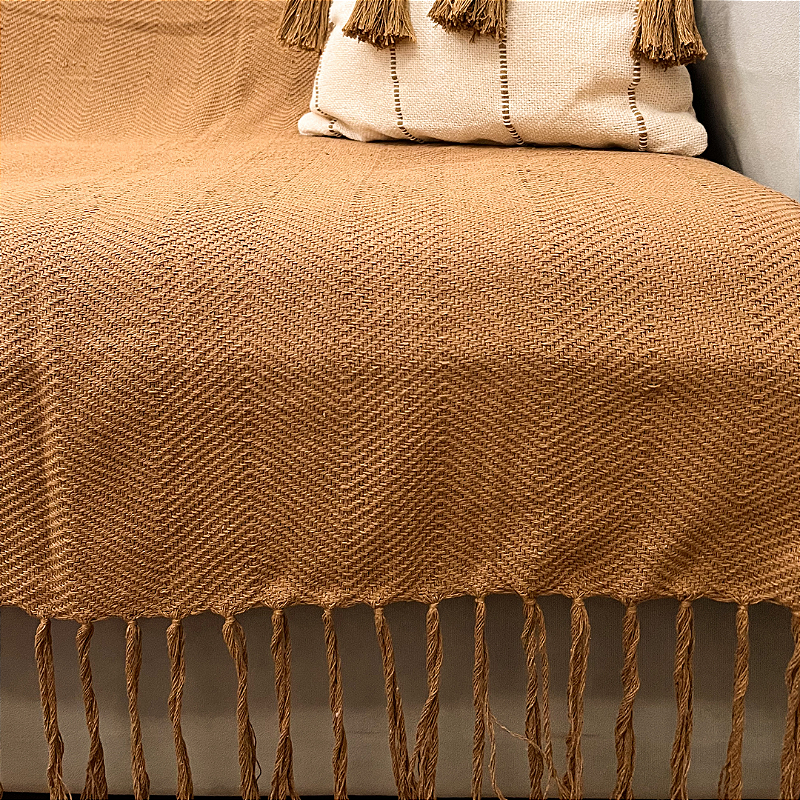 Manta Decorativa Artesanal Frade Marrom 1,20 x 1,80