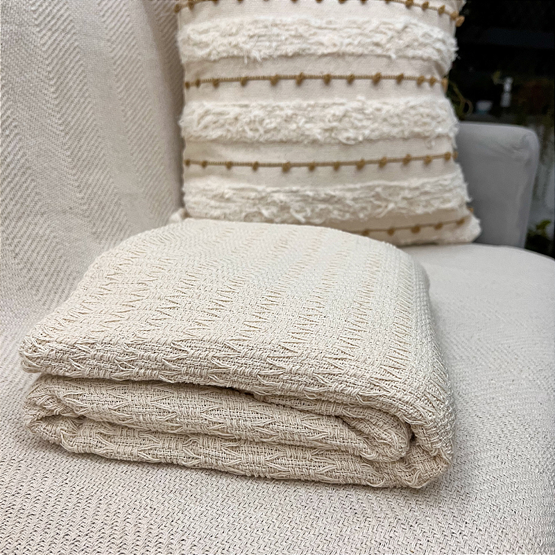 Manta Decorativa Artesanal Tulum Cru 1,20 x 1,70