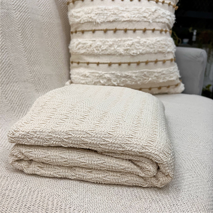 Manta Decorativa Artesanal Tulum Cru 1,20 x 1,70