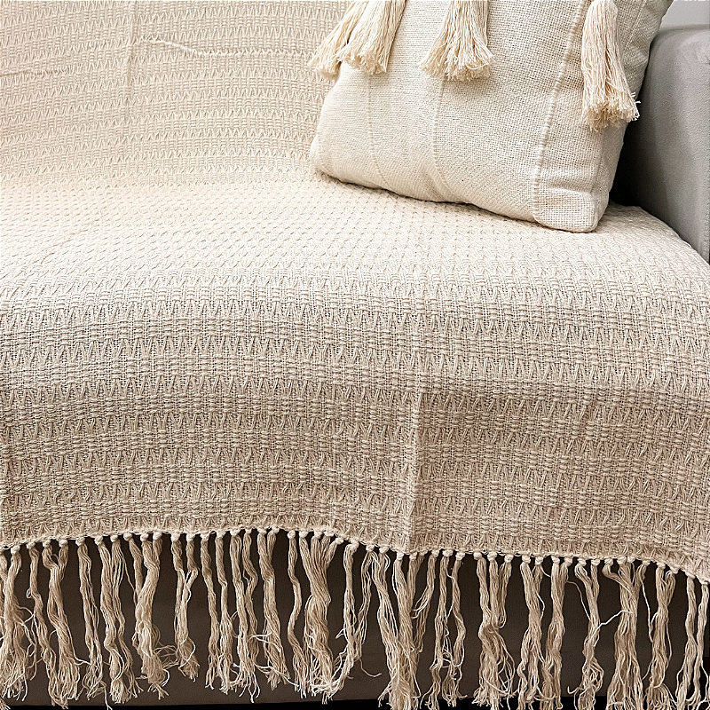 Manta Decorativa Artesanal Tulum Cru 1,20 x 1,70