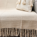 Manta Decorativa Artesanal Tulum Cru 1,20 x 1,70