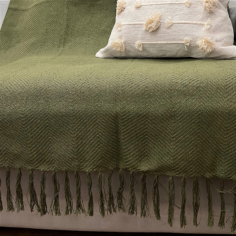 Manta Decorativa Artesanal Frade Verde 1,20 x 1,80