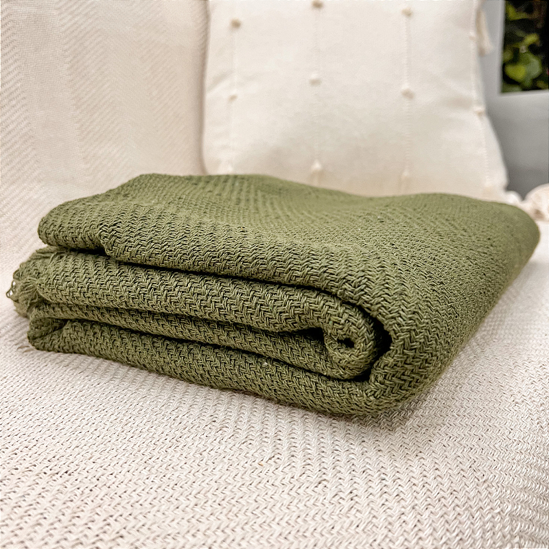 Manta Decorativa Artesanal Frade Verde 1,20 x 1,80