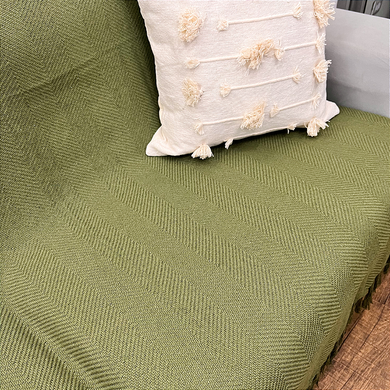 Manta Decorativa Artesanal Frade Verde 1,20 x 1,80