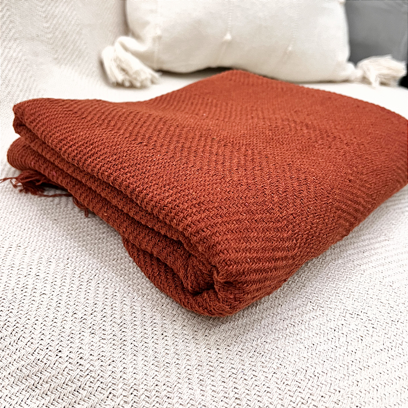 Manta Decorativa Artesanal Frade Terracota 1,20 x 1,80