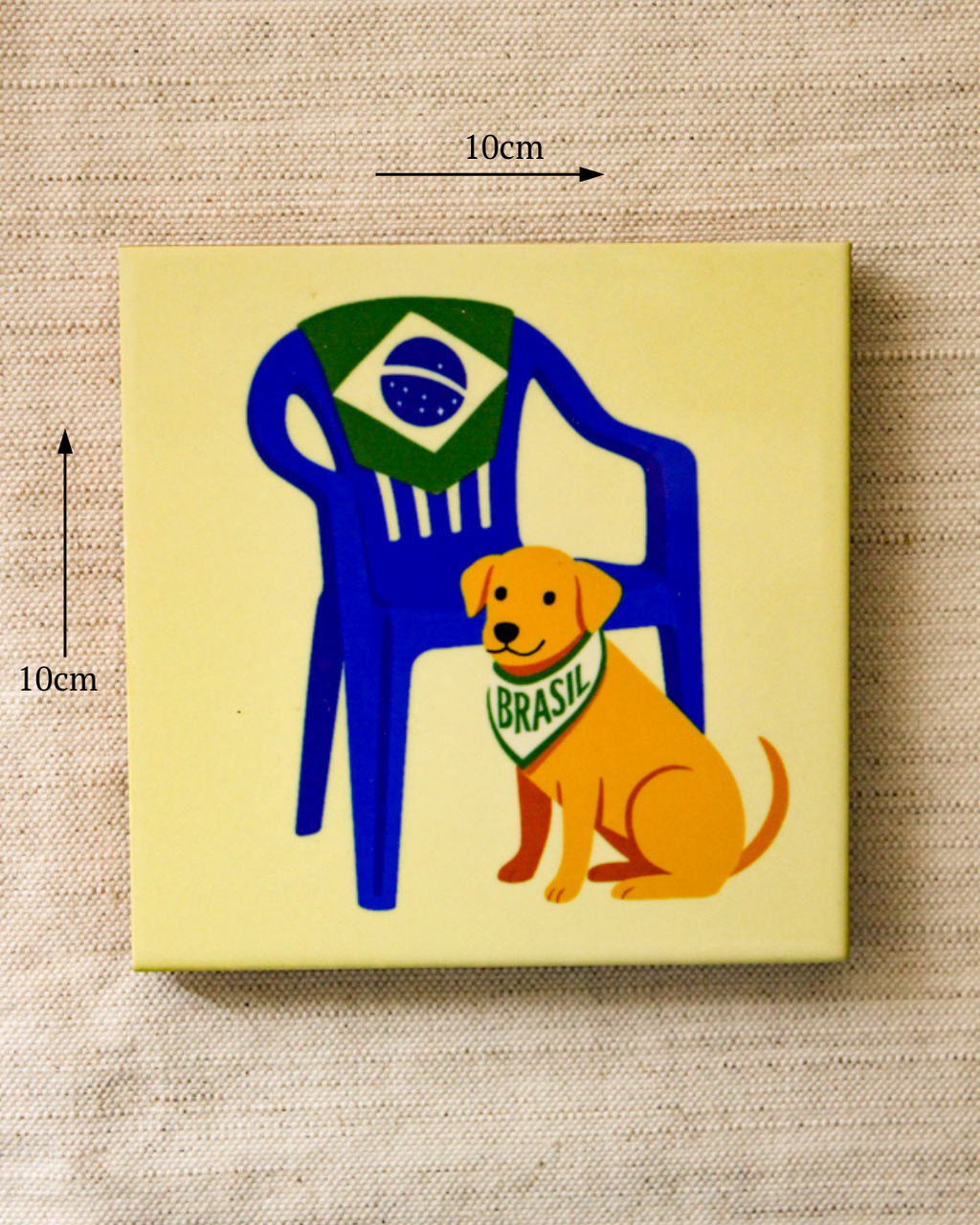 Mini Azulejo Decorativo Cachorro Caramelo 10x10