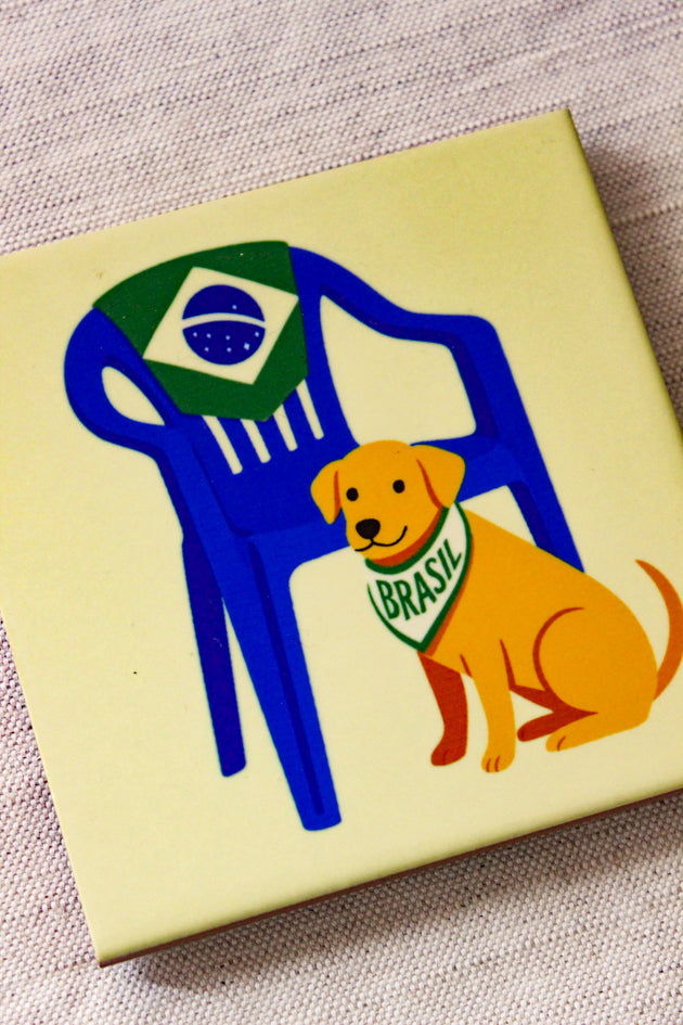 Mini Azulejo Decorativo Cachorro Caramelo 10x10