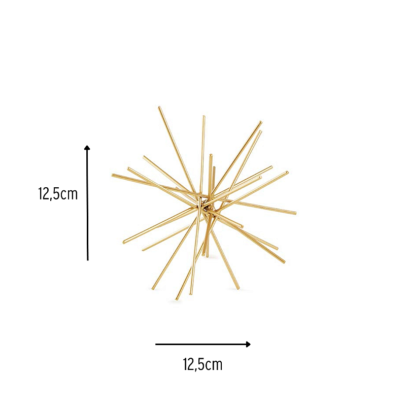 Escultura Ouriço em Metal Dourado