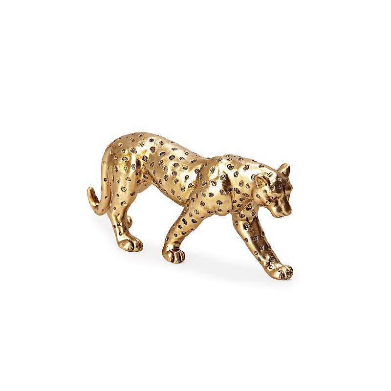 Escultura Leopardo Dourado