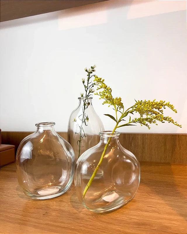 Trio Mini Vasos Lírio em Vidro