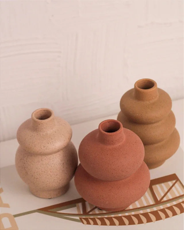 Trio Mini Vasos Luna em Cerâmica