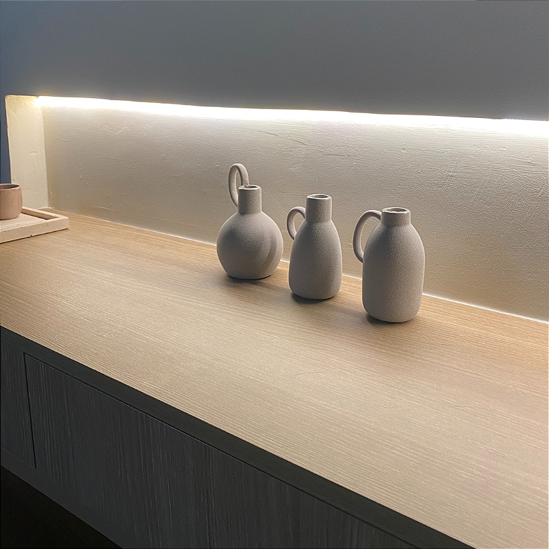 Trio Mini Vasos Nina em Cerâmica Cinza